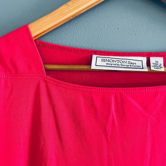 Simonton Says Women's Blouse Top 3X Red Holiday - Picture 2 of 3